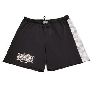 MMA Elite Gym Workout Shorts Stretch Breathable Black White | Men's 36 Pre-owned